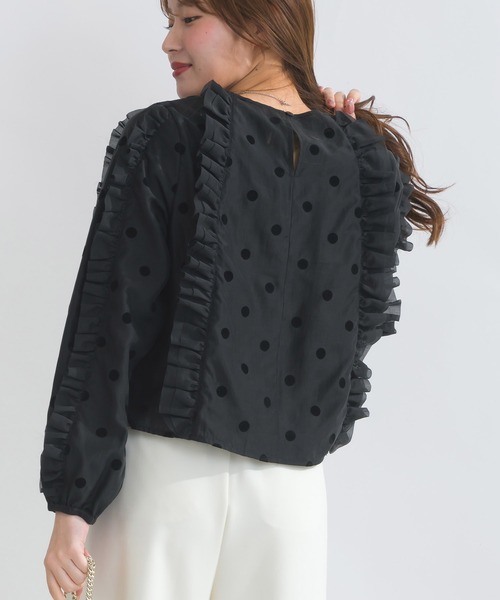 PICCIN PERLA(ピッチンペルラ)の「【セットアップ可能】シアードットフリルブラウス(シャツ/ブラウス・レディース・オフホワイト/ブラック・M)」の14枚目の写真