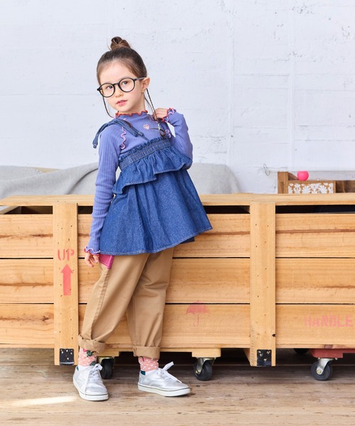 Life Support Products（ライフサポートプロダクツ）の「【COTTON from U.S.A】デニムキャミチュニック（チュニック・キッズ・ストライプ/キナリ/ネイビー・120/130/140/150/80/90/95/100/110）」の7枚目の写真