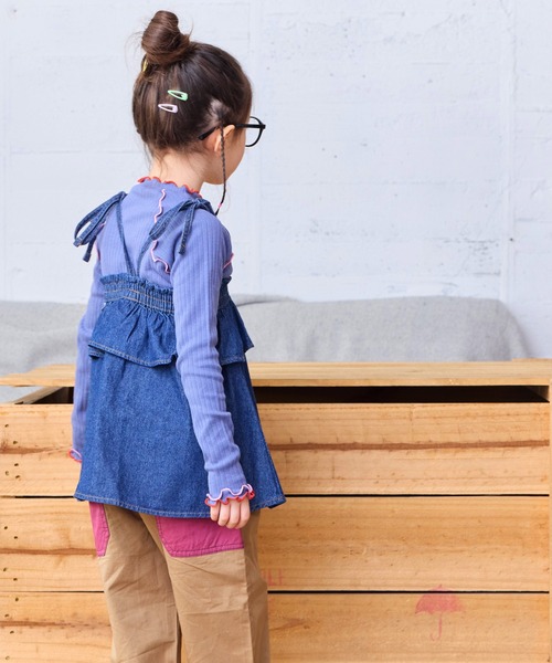 Life Support Products（ライフサポートプロダクツ）の「【COTTON from U.S.A】デニムキャミチュニック（チュニック・キッズ・ストライプ/キナリ/ネイビー・120/130/140/150/80/90/95/100/110）」の6枚目の写真