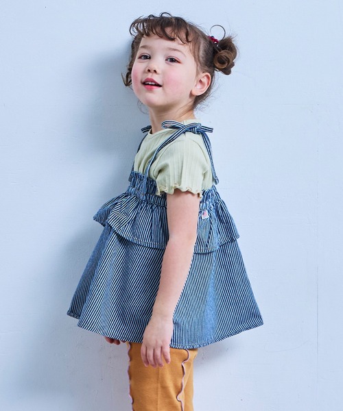 Life Support Products（ライフサポートプロダクツ）の「【COTTON from U.S.A】デニムキャミチュニック（チュニック・キッズ・ストライプ/キナリ/ネイビー・120/130/140/150/80/90/95/100/110）」の20枚目の写真