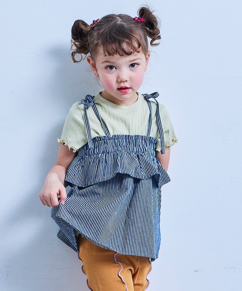 Life Support Products（ライフサポートプロダクツ）の「【COTTON from U.S.A】デニムキャミチュニック（チュニック・キッズ・ストライプ/キナリ/ネイビー・120/130/140/150/80/90/95/100/110）」の21枚目の写真