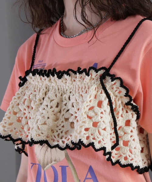 ブラウス シャツ (mag.by c)フラワーモチーフクロシェビスチェ レディース セール】(mag.by c)フラワーモチーフクロシェビスチェ（シャツ