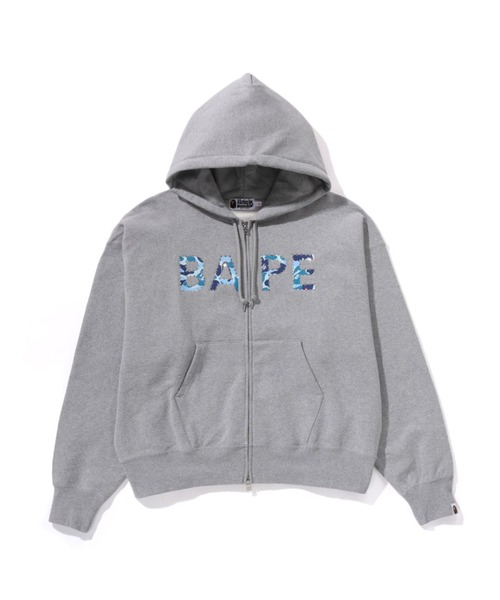 ★冬物処分特価★BAPE エイプ レディース XS パーカー グレー A BATHING APE（アベイシングエイプ）の「ABC CAMO CRYSTAL LOGO