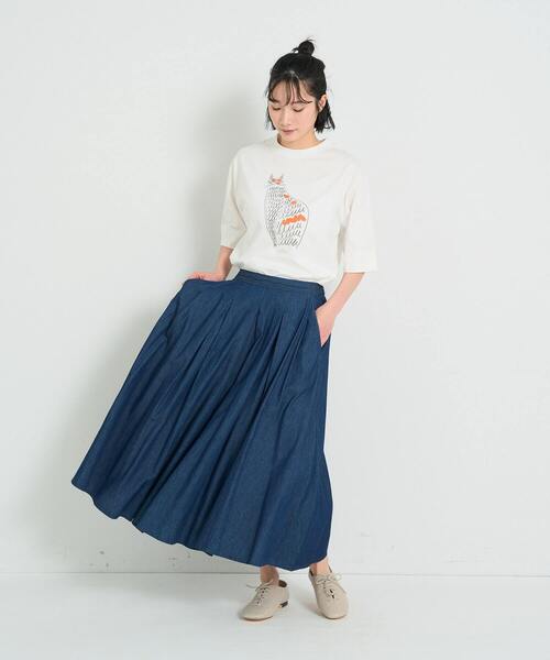 conges payes ADIEU TRISTESSE(コンジェ ペイエ アデュートリステス)の「タックフレアスカート(スカート・レディース・チェック/インディゴブルー・38)」の1枚目の写真