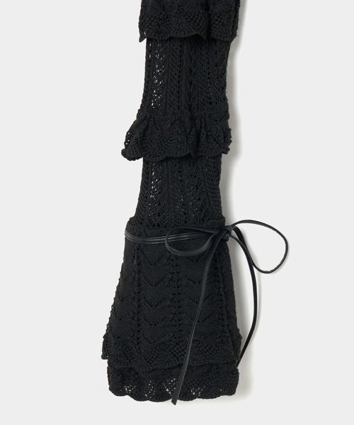 tanakadaisuke（タナカダイスケ）の「【tanakadaisuke/タナカダイスケ】double ribbon knit cardigan/秋服（カーディガン/ボレロ・レディース・ブラック/アイボリー・FREE）」の10枚目の写真