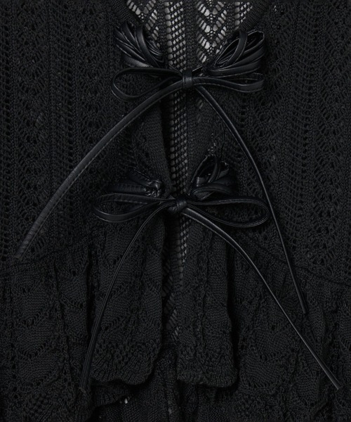 tanakadaisuke（タナカダイスケ）の「【tanakadaisuke/タナカダイスケ】double ribbon knit cardigan/秋服（カーディガン/ボレロ・レディース・ブラック/アイボリー・FREE）」の9枚目の写真