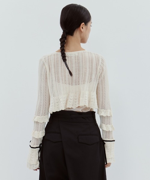 tanakadaisuke/タナカダイスケ】double ribbon knit cardigan