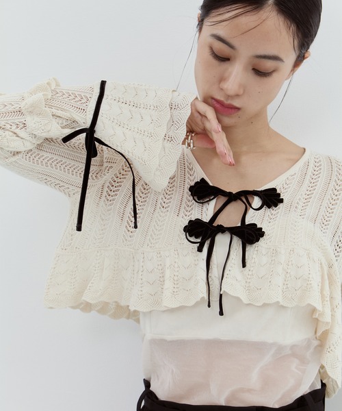 tanakadaisuke カーディガン tanakadaisuke/タナカダイスケ】double ribbon knit cardigan