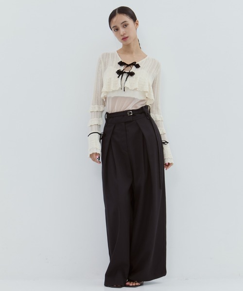 タナカダイスケ　tanakadaisuke ブラック　ニットカーディガン タナカダイスケ| double ribbon knit cardigan Black