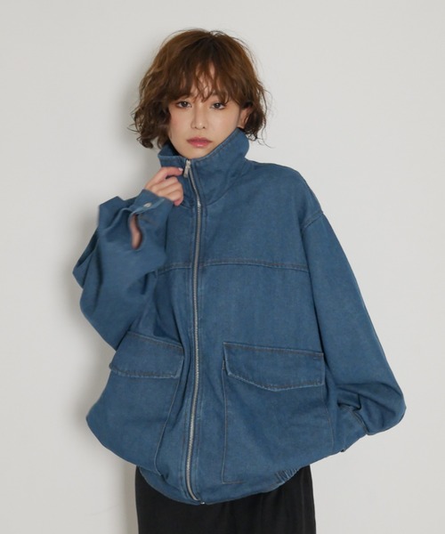 My shawty(マイシャウティー)の「denim stand over blouson(ブルゾン・レディース・ブルー/ブラック・FREE)」の2枚目の写真