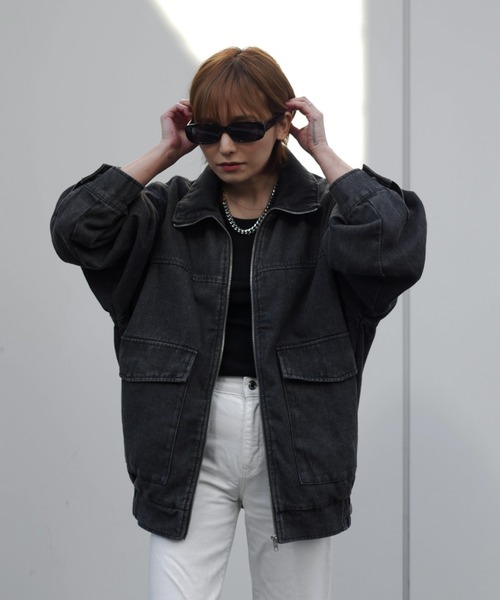 My shawty(マイシャウティー)の「denim stand over blouson(ブルゾン・レディース・ブルー/ブラック・FREE)」の8枚目の写真