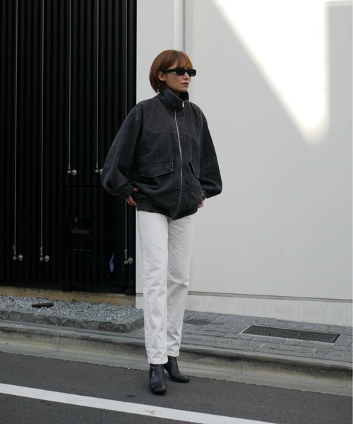 My shawty(マイシャウティー)の「denim stand over blouson(ブルゾン・レディース・ブルー/ブラック・FREE)」の6枚目の写真