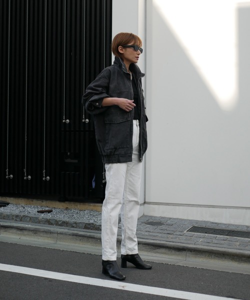 My shawty(マイシャウティー)の「denim stand over blouson(ブルゾン・レディース・ブルー/ブラック・FREE)」の5枚目の写真