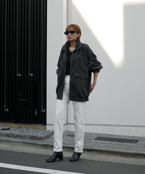 My shawty(マイシャウティー)の「denim stand over blouson(ブルゾン・レディース・ブルー/ブラック・FREE)」の4枚目の写真