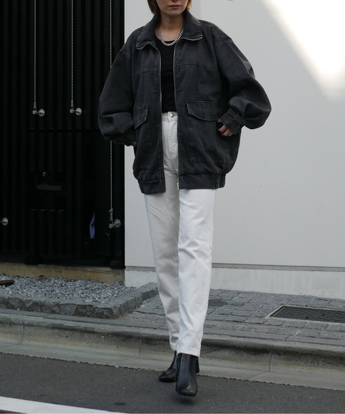 My shawty(マイシャウティー)の「denim stand over blouson(ブルゾン・レディース・ブルー/ブラック・FREE)」の10枚目の写真