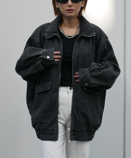My shawty(マイシャウティー)の「denim stand over blouson(ブルゾン・レディース・ブルー/ブラック・FREE)」の12枚目の写真