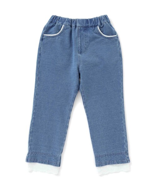 SLAP SLIP(スラップスリップ)の「裾レースデニムカプリパンツ(80~130cm)(デニムパンツ・キッズ・ネイビー/ブルー・120cm/130cm/100cm/80cm/90cm/110cm)」の6枚目の写真