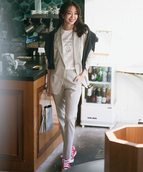 セール】【洗える】リネンレーヨンストレッチ ダブル ジャケット