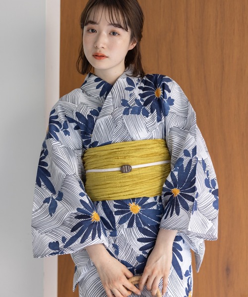 【ZOZO売切れ商品＊セール中】浴衣館グレース　こだわり浴衣5点セット　青・秋桜 こだわり浴衣5点セット（浴衣）｜ゆかた館グレース（ユカタカン