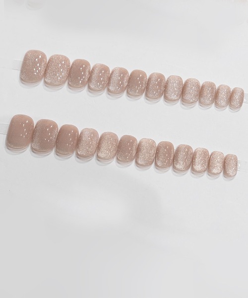 Lace Ladies（レースレディース）の「選べる2タイプ ラメ レイヤード ネイルチップ セット（ネイルシール/ネイルチップ・レディース・ベージュ系1/ベージュ系2・FREE）」の3枚目の写真