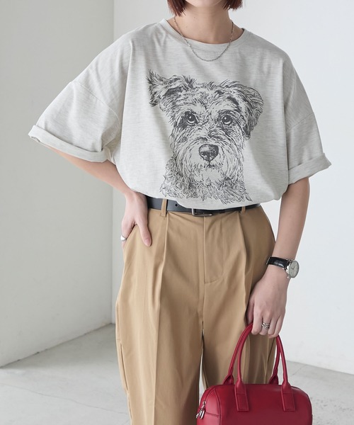 シュナウザー 両面プリント Tシャツ ベージュ 2色展開】 シュナウザー ドッグプリントTシャツ – 古着屋Top of