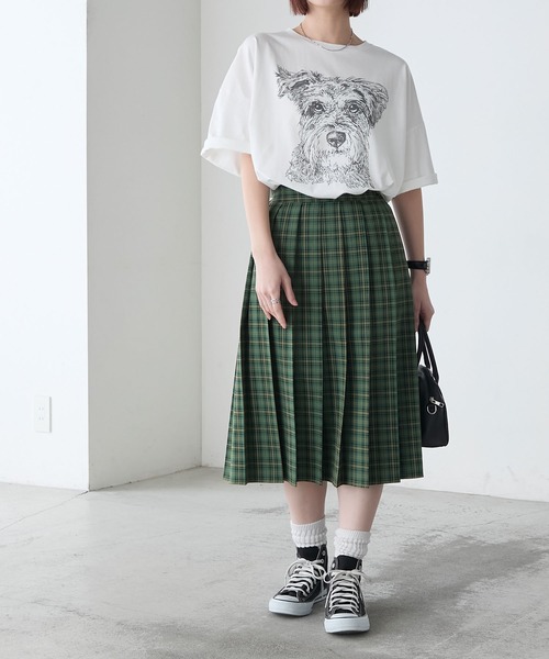 BONLECILL(ボンルシール)の「DOGプリントT(シュナウザー)(Tシャツ/カットソー・レディース・オートミール/ブルー/オフホワイト・FREE)」の8枚目の写真