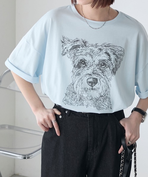 シュナウザー 両面プリント Tシャツ ベージュ 2色展開】 シュナウザー ドッグプリントTシャツ – 古着屋Top of