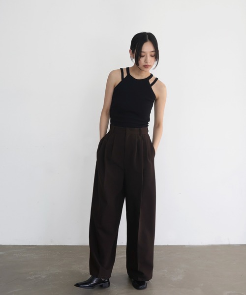 hellam（へラム）の「ホルターネックアメスリタンク（タンクトップ・レディース・ブラウン/ブラック/オフホワイト/杢グレー・FREE）」の17枚目の写真