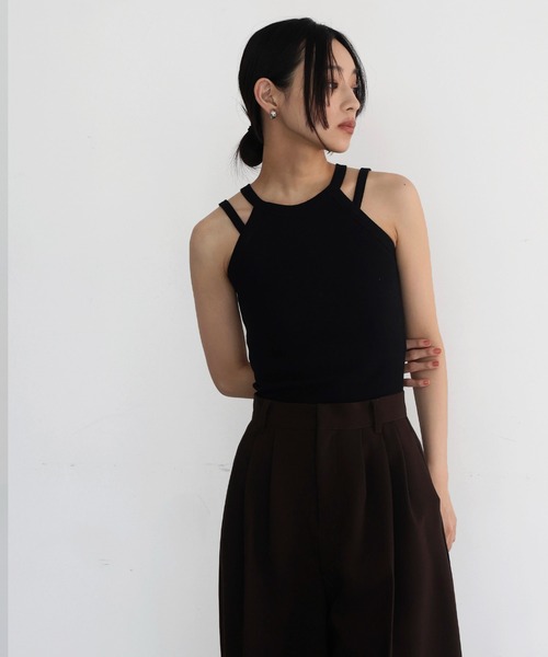 hellam（へラム）の「ホルターネックアメスリタンク（タンクトップ・レディース・ブラウン/ブラック/オフホワイト/杢グレー・FREE）」の20枚目の写真