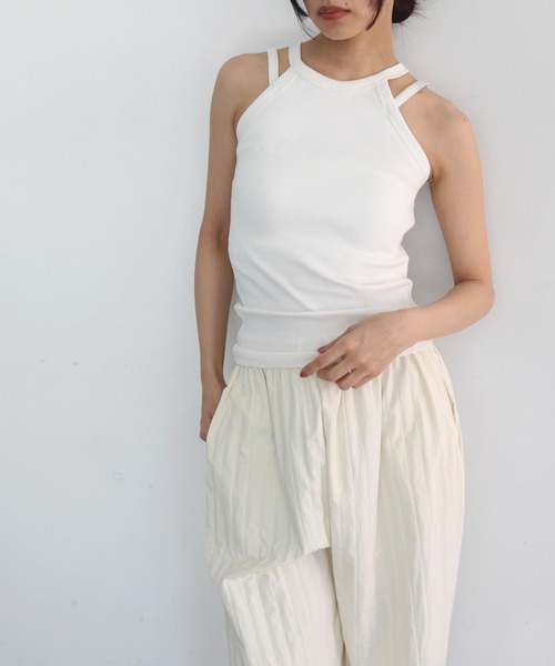 hellam（へラム）の「ホルターネックアメスリタンク（タンクトップ・レディース・ブラウン/ブラック/オフホワイト/杢グレー・FREE）」の6枚目の写真