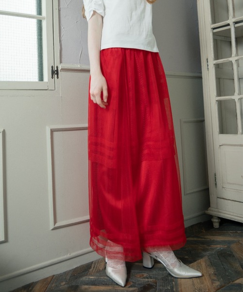 monepine（モネピネ）の「2way layered tulle skirt/2wayレイヤードチュールスカート（スカート・レディース・ホワイト/レッド/ライトブルー・FREE）」の15枚目の写真