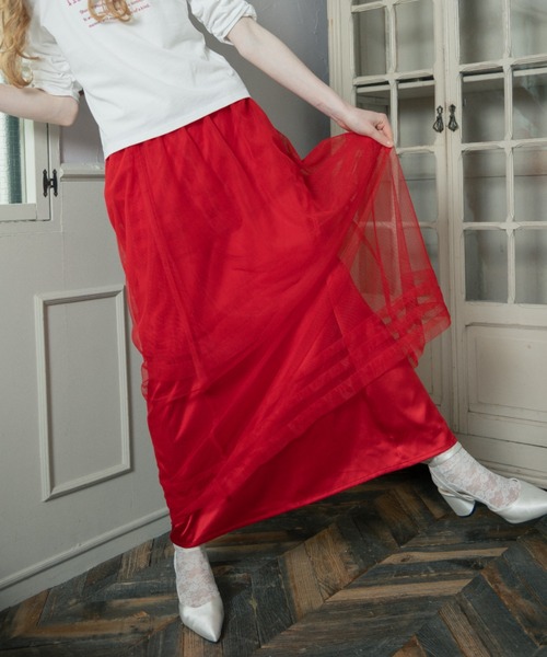 monepine（モネピネ）の「2way layered tulle skirt/2wayレイヤードチュールスカート（スカート・レディース・ホワイト/レッド/ライトブルー・FREE）」の18枚目の写真
