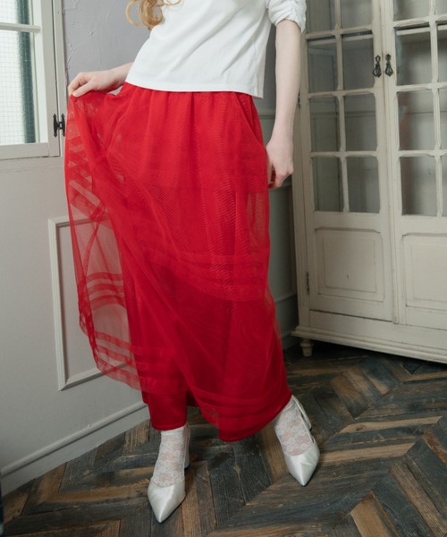 monepine（モネピネ）の「2way layered tulle skirt/2wayレイヤードチュールスカート（スカート・レディース・ホワイト/レッド/ライトブルー・FREE）」の14枚目の写真