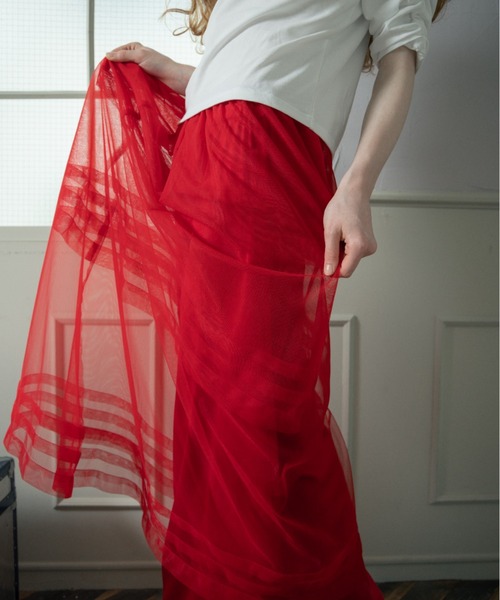 monepine（モネピネ）の「2way layered tulle skirt/2wayレイヤードチュールスカート（スカート・レディース・ホワイト/レッド/ライトブルー・FREE）」の19枚目の写真