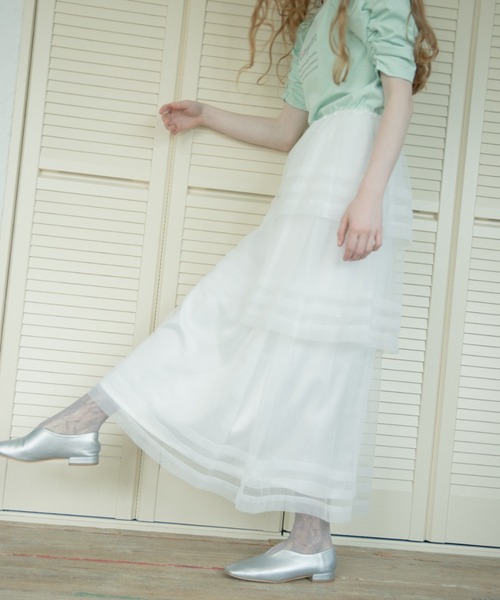 monepine（モネピネ）の「2way layered tulle skirt/2wayレイヤードチュールスカート（スカート・レディース・ホワイト/レッド/ライトブルー・FREE）」の6枚目の写真