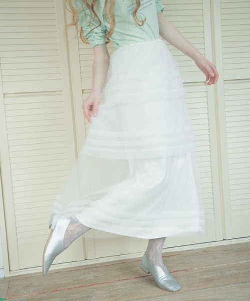 monepine（モネピネ）の「2way layered tulle skirt/2wayレイヤードチュールスカート（スカート・レディース・ホワイト/レッド/ライトブルー・FREE）」の7枚目の写真