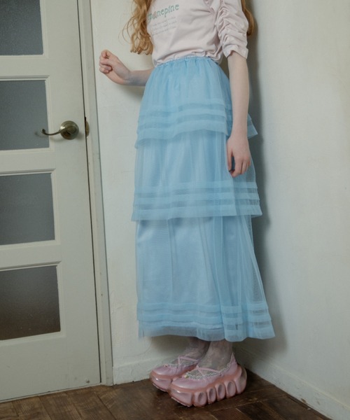 monepine（モネピネ）の「2way layered tulle skirt/2wayレイヤードチュールスカート（スカート・レディース・ホワイト/レッド/ライトブルー・FREE）」の9枚目の写真