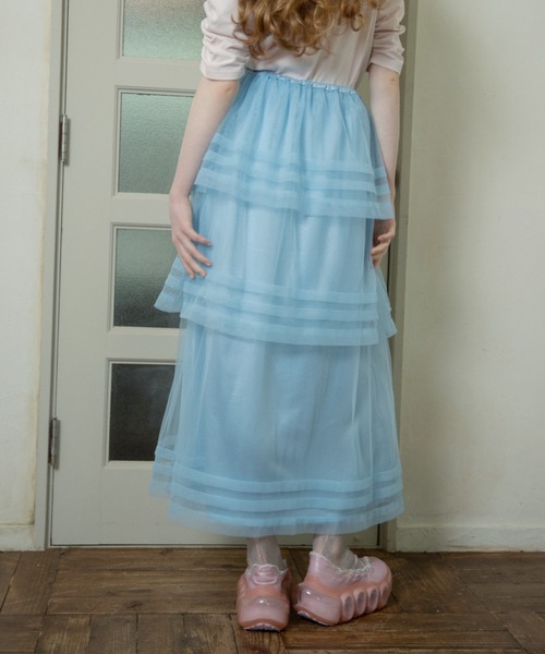 monepine（モネピネ）の「2way layered tulle skirt/2wayレイヤードチュールスカート（スカート・レディース・ホワイト/レッド/ライトブルー・FREE）」の10枚目の写真