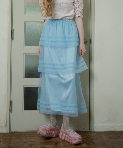 monepine（モネピネ）の「2way layered tulle skirt/2wayレイヤードチュールスカート（スカート・レディース・ホワイト/レッド/ライトブルー・FREE）」の13枚目の写真
