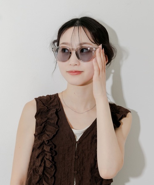 AMBUSH クリアフレーム サングラス AMBUSH ピアスサングラス クリア ゴールド リムレスメガネ アン