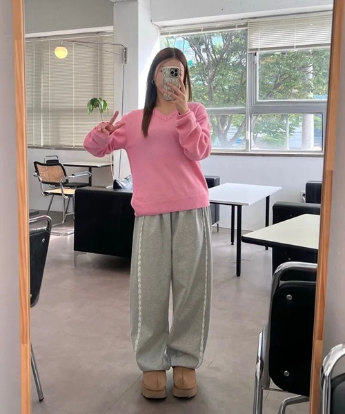 LYEON（リヨン）の「サイドレーススウェットパンツ/トラックパンツ（スウェットパンツ・レディース・ピンク/ブラック/グレー・FREE）」の17枚目の写真