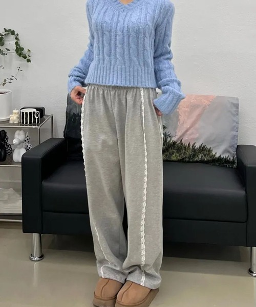 LYEON（リヨン）の「サイドレーススウェットパンツ/トラックパンツ（スウェットパンツ・レディース・ピンク/ブラック/グレー・FREE）」の14枚目の写真