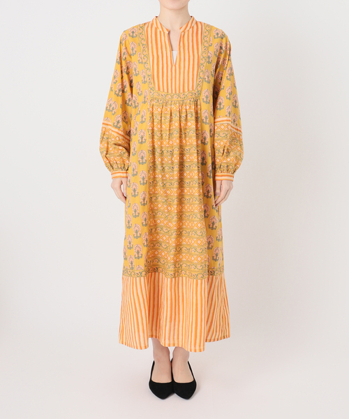 B.C STOCK（ベーセーストック）の「パネルプリントワンピース（ワンピース・レディース・ブルー/ブラウン/イエロー・FREE）」の7枚目の写真