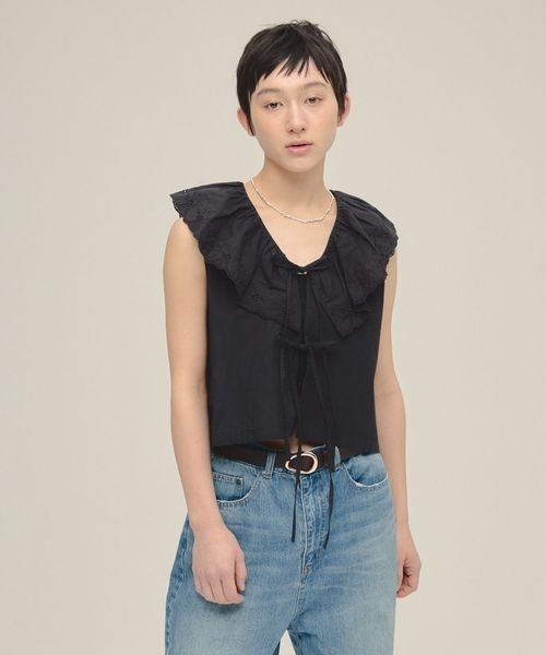eL(エル)の「【eL】scalloped Collar Shirt/254419(シャツ/ブラウス・レディース・オフホワイト/ブラック・FREE)」の2枚目の写真