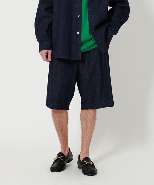 【NAVY】7.5オンス サテン デニム ワイド ショーツ 7.5オンス サテン デニム ワイド ショーツ 【公式通販】