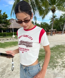 ROXY（ロキシー）の「【ZOZO限定アイテム】ROXY SURF CITY TEE/ロキシーショート丈半袖リンガーTシャツ（Tシャツ/カットソー）」