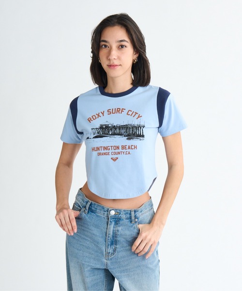 ROXY（ロキシー）の「【ZOZO限定アイテム】ROXY SURF CITY TEE/ロキシーショート丈半袖リンガーTシャツ（Tシャツ/カットソー・レディース・ブラウン/ホワイト/ブルー・MEDIUM/LARGE）」の4枚目の写真