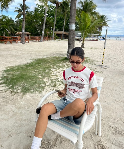 ROXY（ロキシー）の「【ZOZO限定アイテム】ROXY SURF CITY TEE/ロキシーショート丈半袖リンガーTシャツ（Tシャツ/カットソー・レディース・ブラウン/ホワイト/ブルー・MEDIUM/LARGE）」の13枚目の写真