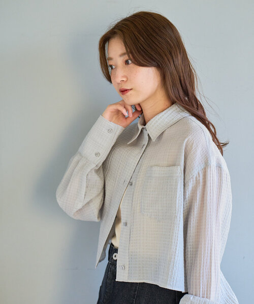 Kastane（カスタネ）の「【新サイズ追加/2サイズ展開】ギンガムバックリボンシャツ（シャツ/ブラウス・レディース・ピンク/アイボリー/グレー・FREE/LARGE）」の22枚目の写真