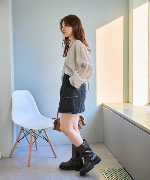 Kastane（カスタネ）の「【新サイズ追加/2サイズ展開】ギンガムバックリボンシャツ（シャツ/ブラウス・レディース・ピンク/アイボリー/グレー・FREE/LARGE）」の16枚目の写真